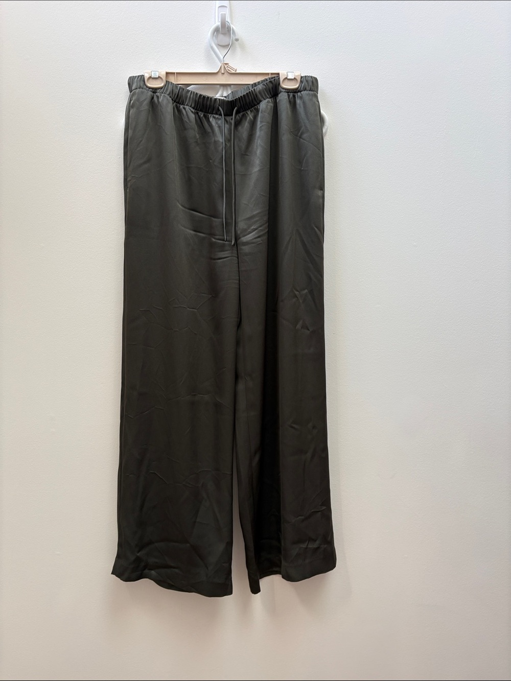 Wilfred Olive Green Satin Wide-Leg Drawstring Pants